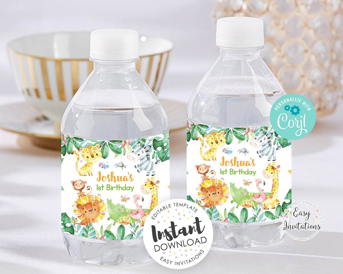 Jungle Water Bottle Label Jungle Bottle Label Jungle Party Etsy