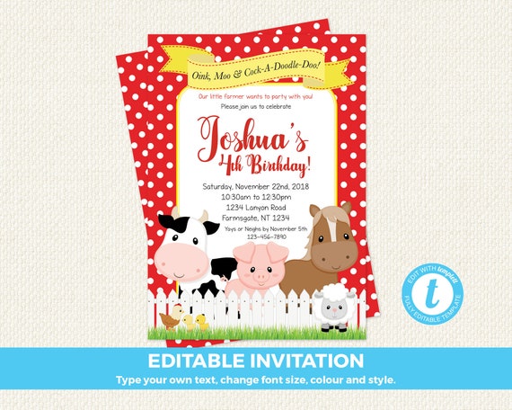 farm invitation farm birthday