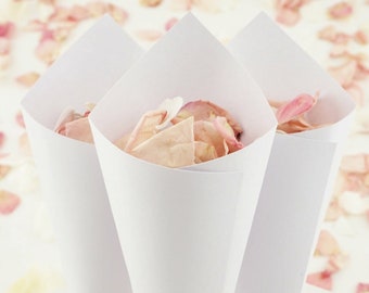 Handcrafted White Wedding Confetti Cones