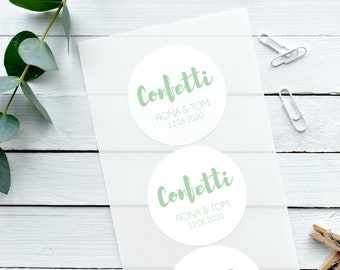 Personalised Stickers Contemporary Confetti Glossy White Wedding Sticker, Confetti Sticker, Custom Sticker, Biodegradable Stickers