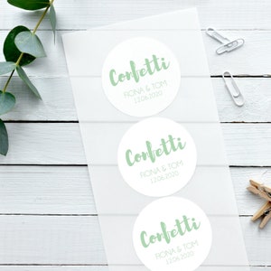 Personalised Stickers Contemporary Confetti Glossy White Wedding Sticker, Confetti Sticker, Custom Sticker, Biodegradable Stickers