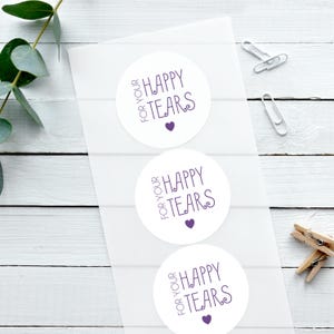 Glänzende weiße Aufkleber, süßes Herz, Freudentränen Hochzeitsaufkleber, Hochzeitsaufkleber