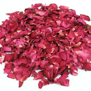 Confettis de pétales de rose séchés à chaud respectueux de l'environnement, pétales de fleurs séchées, confettis de mariage 100 % naturels, histoire d'amour biodégradable, rouge cramoisi