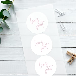Glänzende weiße Aufkleber, wunderlich, Liebe ist süß, Hochzeitsaufkleber, Hochzeitsaufkleber, Süßigkeitenwagenaufkleber