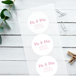 Glänzende weiße Hochzeitsaufkleber, Mr & Mrs, personalisierte Aufkleber, Hochzeitsaufkleber, Konfetti Aufkleber