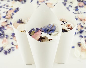 Handcrafted Ivory Fleck Wedding Confetti Cones