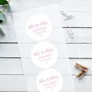 Glänzende weiße Hochzeitsaufkleber, romantischer Mr & Mrs, personalisierte Aufkleber, Hochzeitsaufkleber, Konfetti-Aufkleber, individuelle Aufkleber