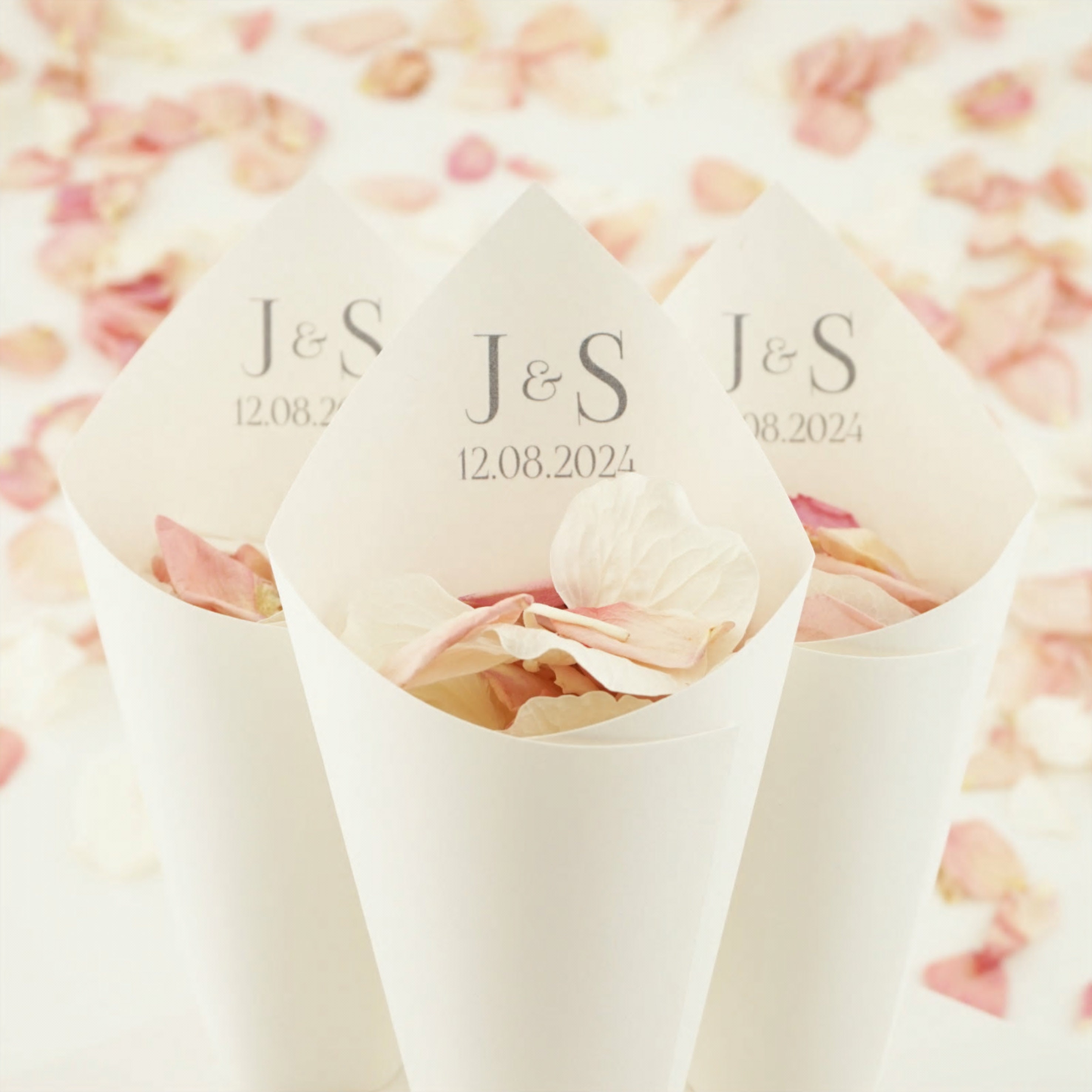 10 Cornets à confettis de mariage - Vive les mariés - Jour de Fête -  Pétales, riz et lavande - Sortie des mariés