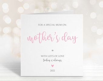 Mother's Day Card 147 x 147mm Greetings Card Hand-finished with Crystal Diamante For a Special Mum on Mother's Day