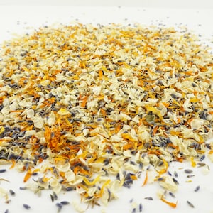 Mélange de confettis respectueux de l'environnement, jasmin, calendula et lavande, pétales de fleurs séchées, confettis de mariage 100 % naturels, biodégradables, été frais