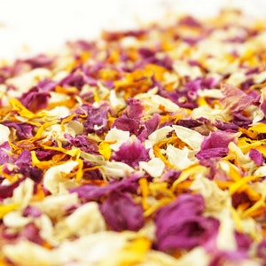 Confettis respectueux de l'environnement, souci au jasmin et pétales de rose, pétales de fleurs séchées, confettis de mariage 100 % naturels, biodégradable, reliure magique