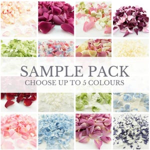 May include: Sample pack of flower petals in various colours, including white, pink, blue, green, and purple. Choose up to 5 colours. SAMPLE PACK CHOOSE UP TO 5 COLOURS