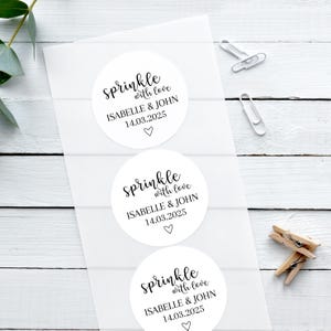 Glänzende weiße Hochzeitsaufkleber, Romantische Sprinkle mit Liebe, personalisierte Aufkleber, Hochzeitsaufkleber, Konfetti Aufkleber