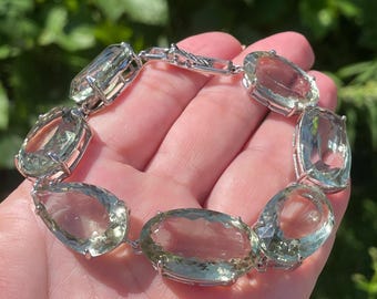 Huge Luxury 145ct Green Amethyst 8 inch Tennis Bracelet 925 Sterling Silver / Fancy giant gemstones wide cocktail bracelet