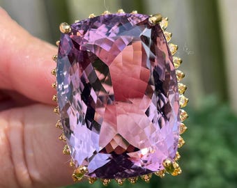 Giant Natural 95ct Ametrine Yellow Sapphire sz 7.5 Ring 925 Sterling Silver Gold / huge exquisite cocktail modern ring