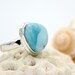 Dominican Larimar Azure and Sky Blue Ring size 6.5  925 Sterling Silver Genuine Unique Two Tone Stone OOAK Elegant Minimalist