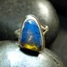 Unique Dominican Electric Blue Cognac Amber Ring Sterling Silver 925 free shape authentic Caribbean Fossilized 4.5g 22.5ct Size 7 OOAK rare
