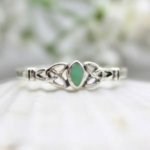Tiny Celtic Knot Turquoise Band Ring 925 Sterling Silver Minimalist Stackable Stacking Trendy Tiny Everyday Ring vintage boho look