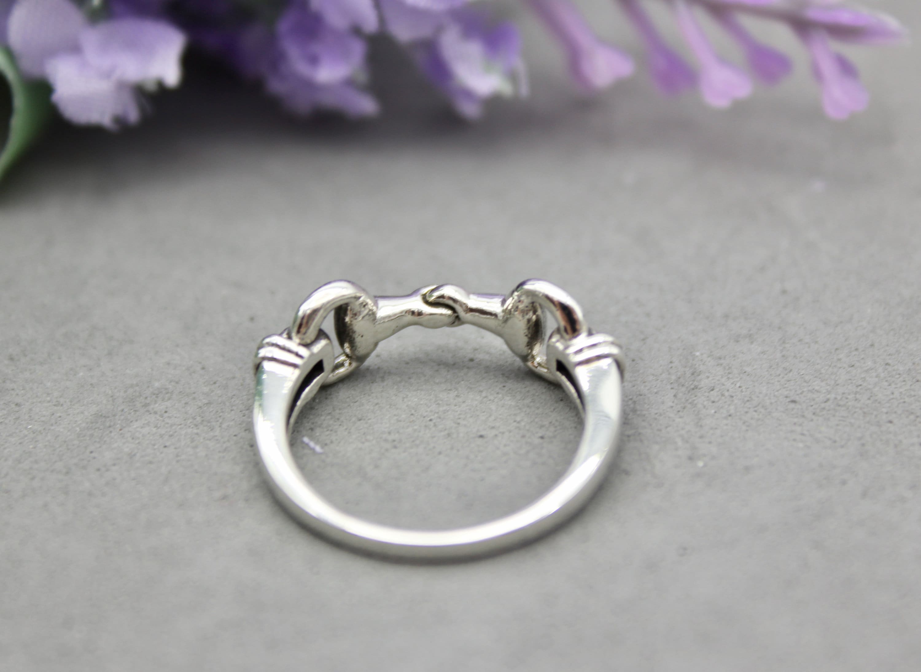 Horsebit Buckle 925 Sterling Silver Ring, Trendy Horse Bit