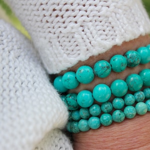 Real Turquoise Stretch Bracelet 6mm, 8mm Beads, Stacked Bracelets  boho trendy