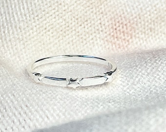 Stars 925 Sterling Silver Ring  trendy stacking band ring stack minimalist gift idea for woman or man unisex