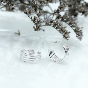 925 Sterling Silver Layered Ear Cuff Earrings Simple Hipster No Piercing Cool Clip On Tiny Hoops minimalist small trendy gift idea