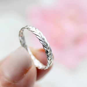Braided 925 Sterling Silver Ring  trendy stacking band ring stack minimalist gift idea for woman or man unisex