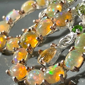Ethiopian Opal Citrine Peridot Teardrop Stud Earrings 925 Sterling Silver 14K gold plated / Bridal Wedding Artisan Vintage Gift for Her