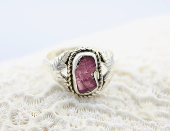 Bague Argent 925 Pierre Rubellite Rose - Taille Marquise - Faite Main En Inde - Neuf Sans Emballage