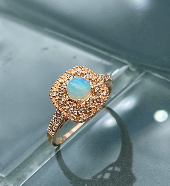 925 Sterling Silver Ring Paved A Round Opal Pick A Color U Prefer Suitable For Men And Women Match Daily Outfits High Quality Jewelry G 601099531706403