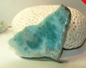 1 Week Sale - Larimar 22g Slab Lapidary Cabbing Caribbean Turquoise Blue Marbled Pectolite Rough RawStone 160ct