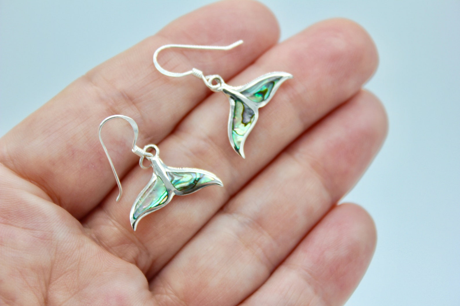 Orecchini Pendenti A Coda Di Balena In Argento Sterling 925 – Drop Dangle – Fatto A Mano – Fili A Gancio - 4