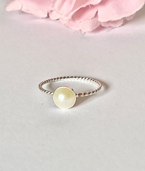 Anello Di Fidanzamento In Argento 925 Con Perla Coltivata E Zirconi - Design Vintage Personalizzabile, Per Donna