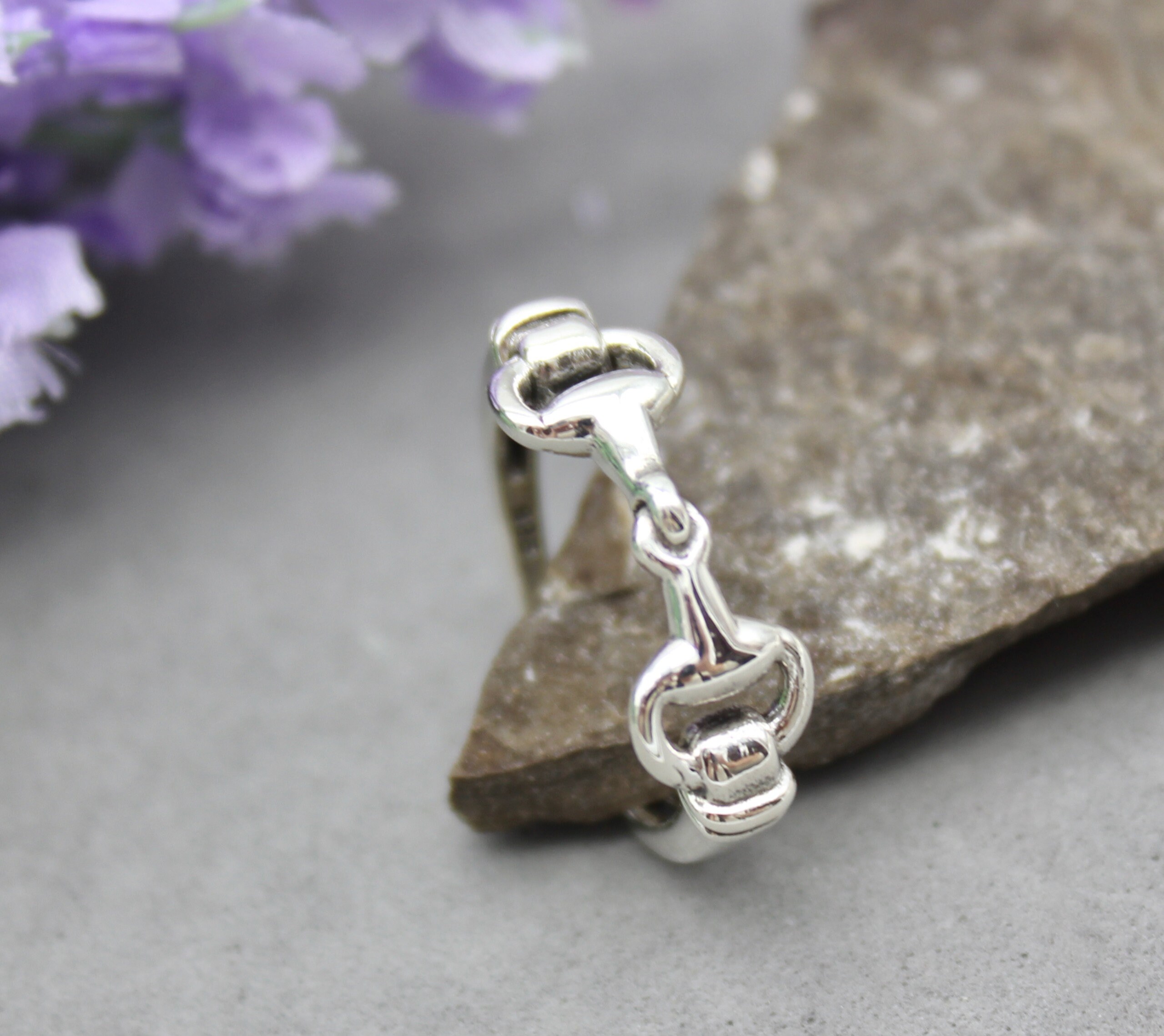 Horsebit Buckle 925 Sterling Silver Ring, Trendy Horse Bit Horse