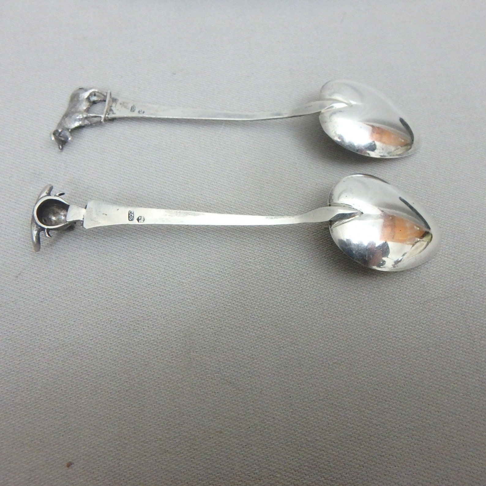 Pair 2 Vintage Spanish 900 Silver Spoons with Bull Figures Etsy