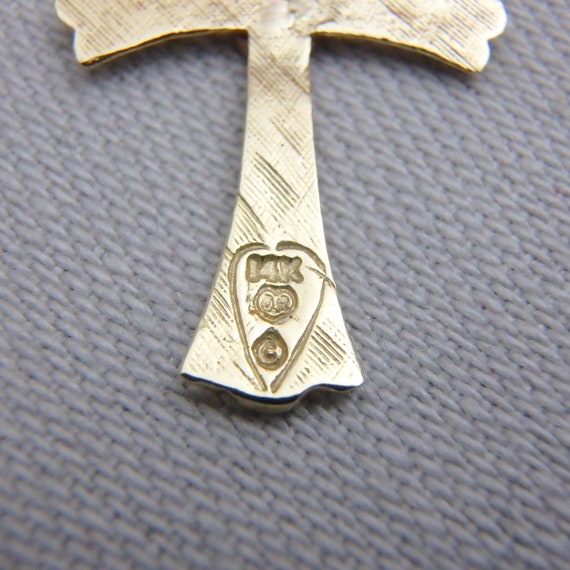 Two Tone 14K Gold Cross with Heart and Textured L… - image 3