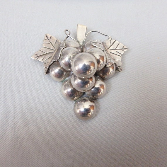 2-1/2” Taxco Sterling Silver Grape Cluster Pin or… - image 1
