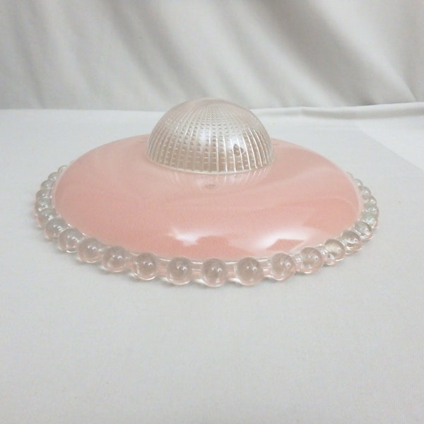 Pink Atomic Flying Saucer Glass Shade With Halophane Bullet Center