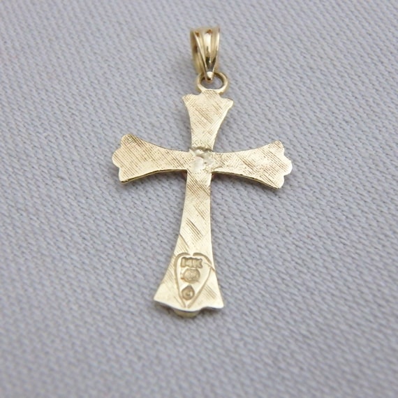 Two Tone 14K Gold Cross with Heart and Textured L… - image 2