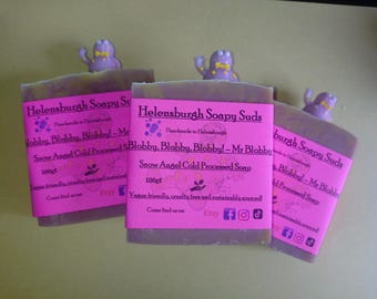 Mr Blobby themed Soap with charm, Snow Angel Soap: Sweet Scented Vegan Cold Process Soap