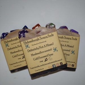 Definitely Not A Mimic-Dnd Inspired Soap - Definitely Not a Mimic - Handmade Dice Soap - Marshmallow Scent - Swirled Colour - Vegan Friendly