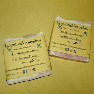 Strawberry and Cream scented cold process soap, summer fragrance, fresh sweet scent soap, gift for her, spring summer trend