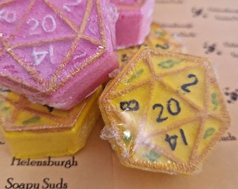 Minibomba de baño con forma de dado D20: regalo vegano para fanáticos de DND