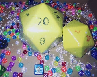 D20 dice bathbomb regular and jumbo with d20 dice inside, DND Themed Bathbomb, D20 Dice inside, DND Themed gift, Nerdy gift, vegan friendly
