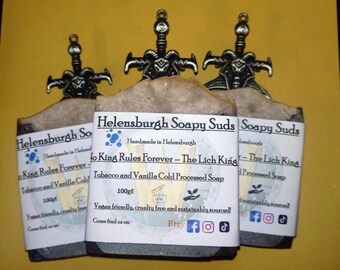 No King Rules Forever WoTLK themed soap, Tobacco and Vanilla Cold Process Soap: Masculine Fragrance