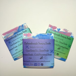 Can&#39;t Erase Us Trans Pride Charity soap,Summer Fresh cold process soap, Floral earthy tones fragrance, LGBT, LGBTQ+, transgender pride