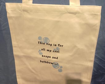 Tote Bag, Soap and Bathbomb themed bag, canvas