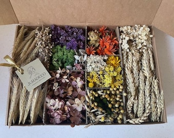Craft box, Dried flowers for craft, Candle making kit, DIY, Kit box, Dried flowers, Preserved flowers, Flowers stems, Leaves, For Handicraft