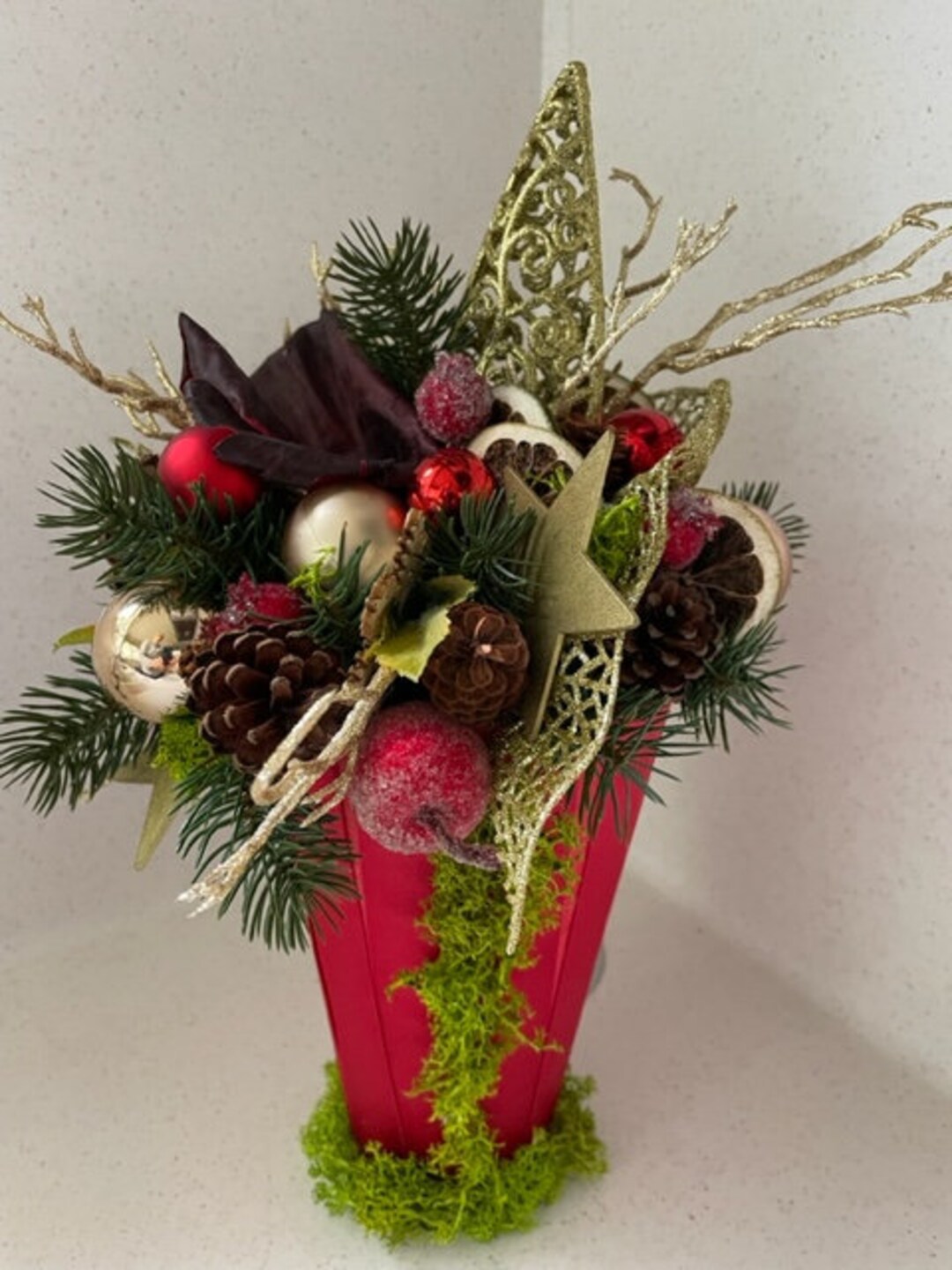 Christmas Arrangement Christmas Table Decor Seasonal Decor Etsy