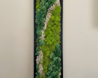 Moss decor, Preserved moss wall, Moss wall art, Living wall, Moss frame art, Preserved moss, Dried hydrangea, Moss decoration, Gift idea